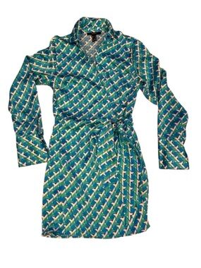 Forever 21 Geometric Print Turquoise Wrap
Dress